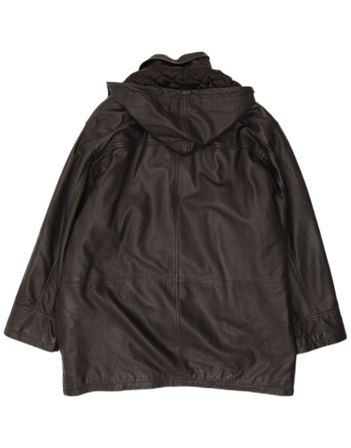 Conbipel Manteau à capuche en cuir pour homme IT 56 2XL Noir