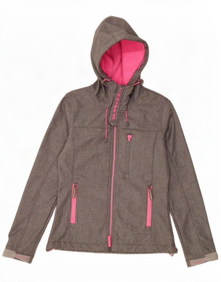 Superdry Veste coupe-vent graphique Windtrekker pour femme UK 10 Small Gris