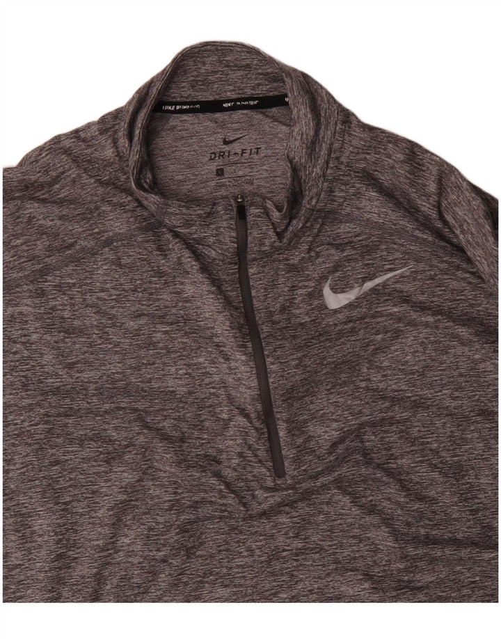 NIKE Haut de survêtement Dri Fit à col zippé pour homme, grand gris moucheté