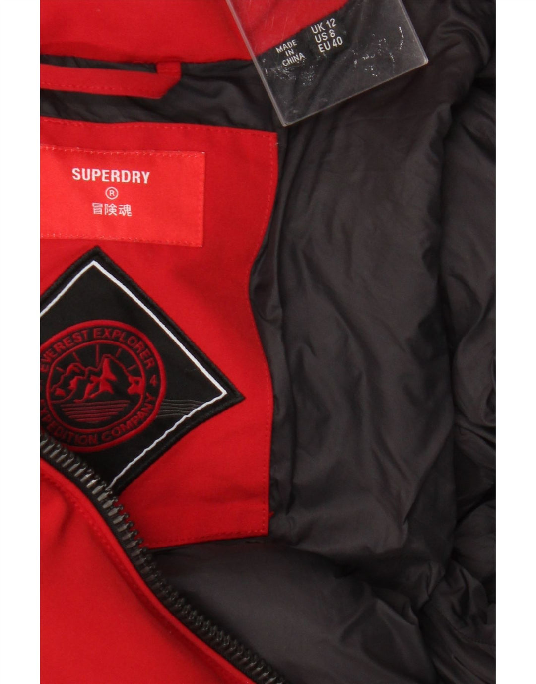 Superdry Veste Bomber Rembourrée Femme UK 12 Rouge Moyen Polyester