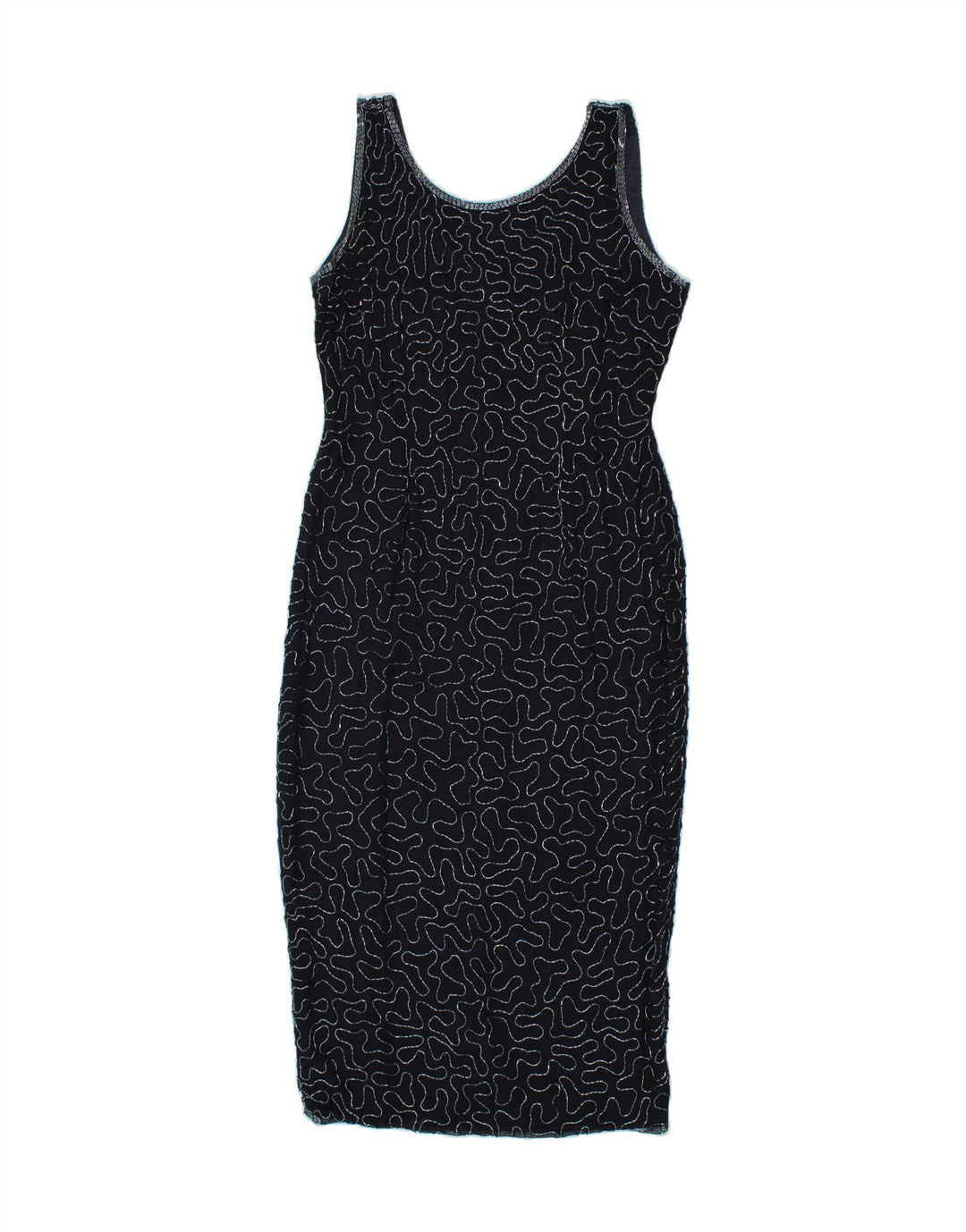 CLASSICS Womens Abstract Pattern Bodycon Dress UK 14 Large Navy Blue Vintage Classics and Second-Hand Classics from Messina Hembry 