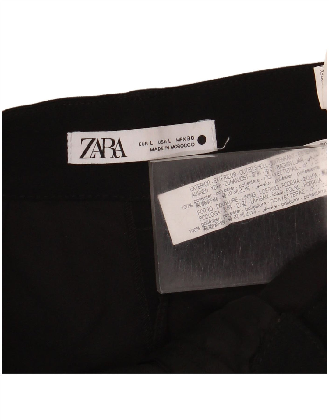 Pantalon Chino Pegged Femme Zara Large W32 L32 Noir Polyester