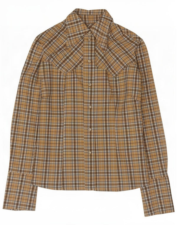 Chemise vintage pour femme UK 16 Grand carreaux jaunes