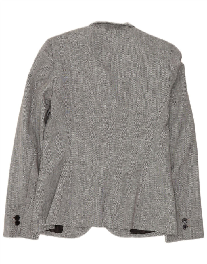 ZARA Femme 1 Bouton Blazer Veste EU 36 XS Gris Polyester