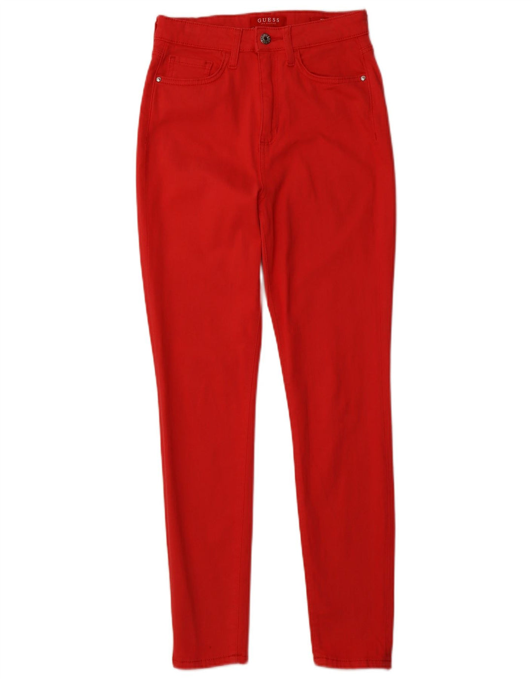 GUESS Jean skinny taille haute W27 L27 en coton rouge pour femme