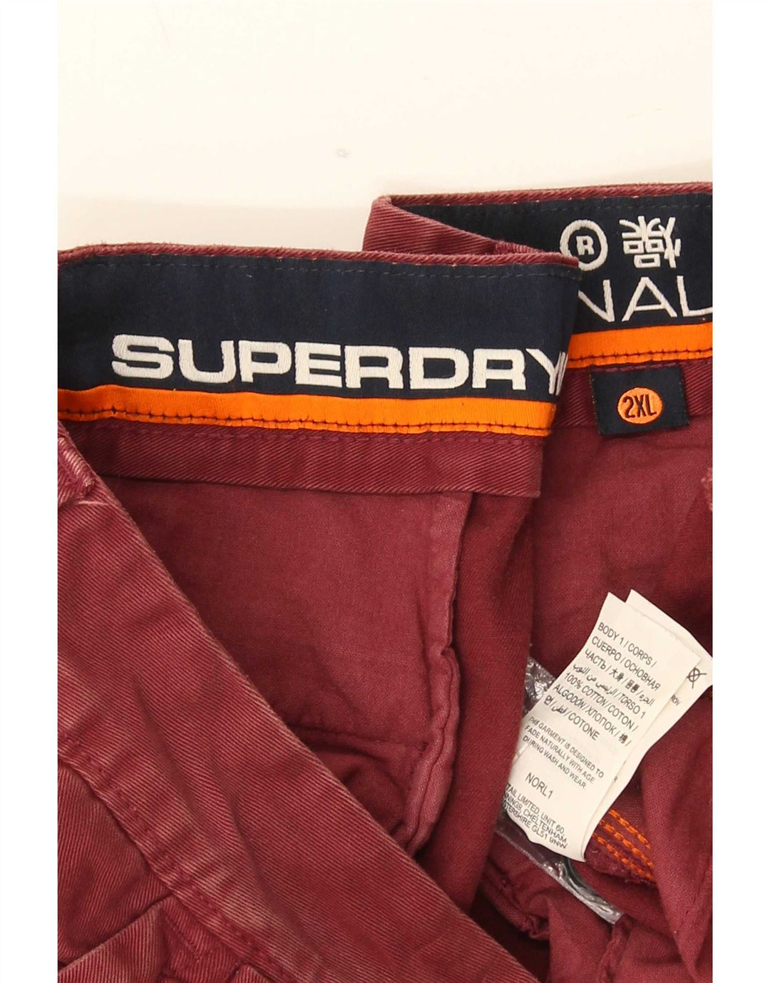 Superdry Short Chino Homme 2XL W42 Marron Coton