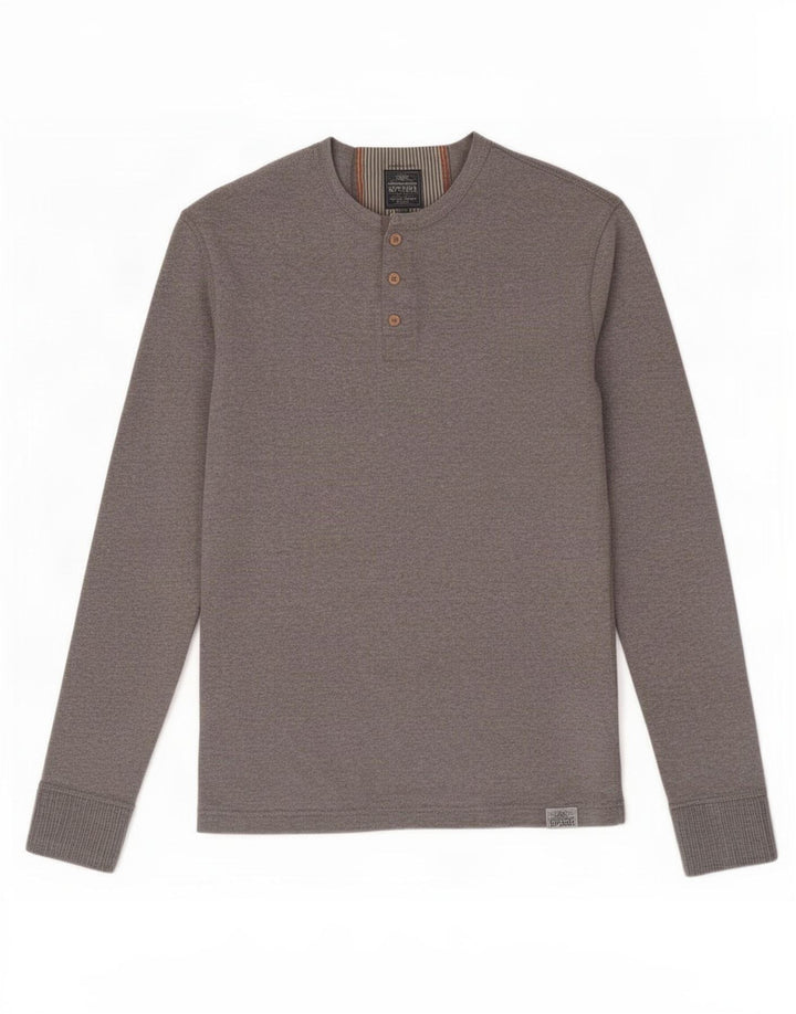 Superdry Haut à manches longues en coton gris moyen |