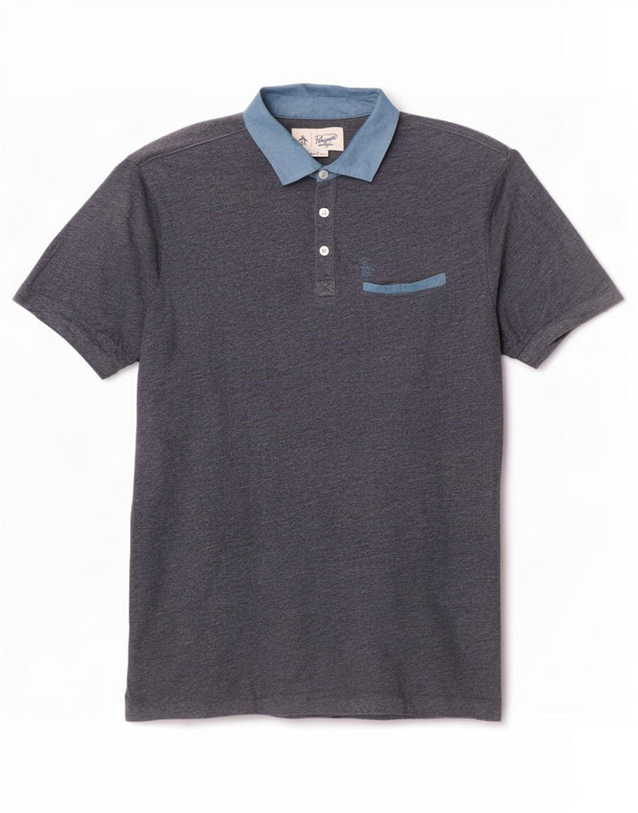 Penguin Polo Homme Bleu Marine Moyen Colorblock Coton