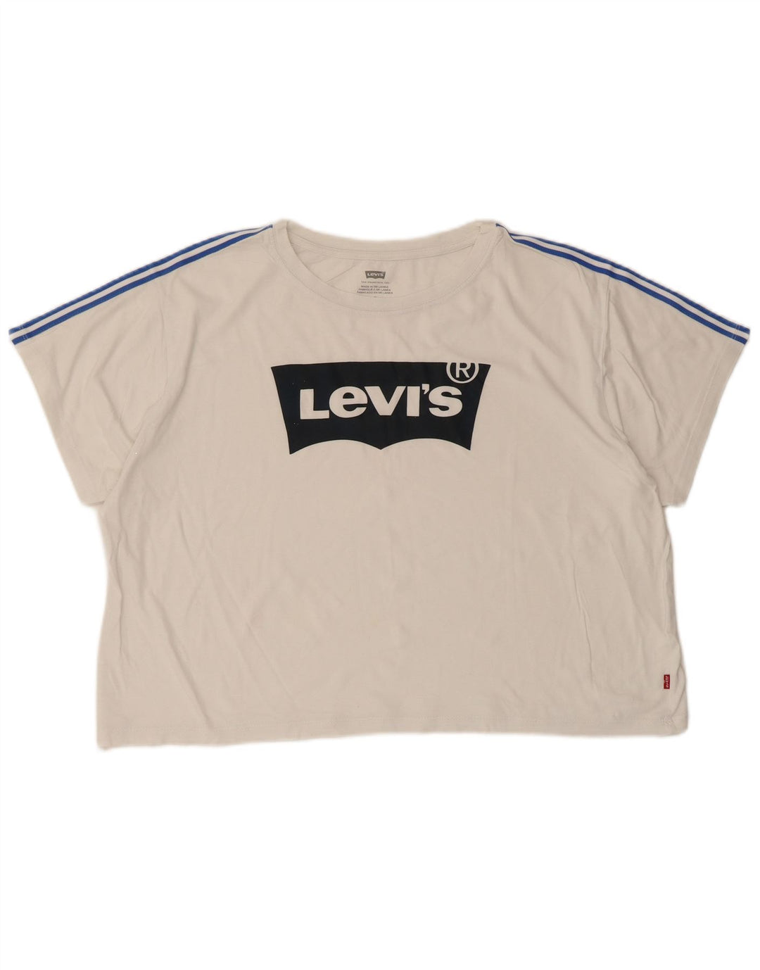 Levi's T-Shirt Graphique Oversize Crop Femme UK 14 Blanc Moyen