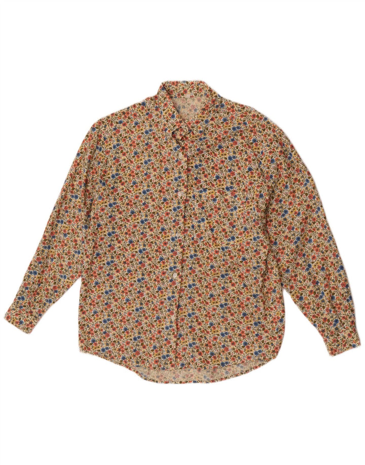 Chemise Femme Vintage IT 42/44 Grand Coton Floral Multicolore