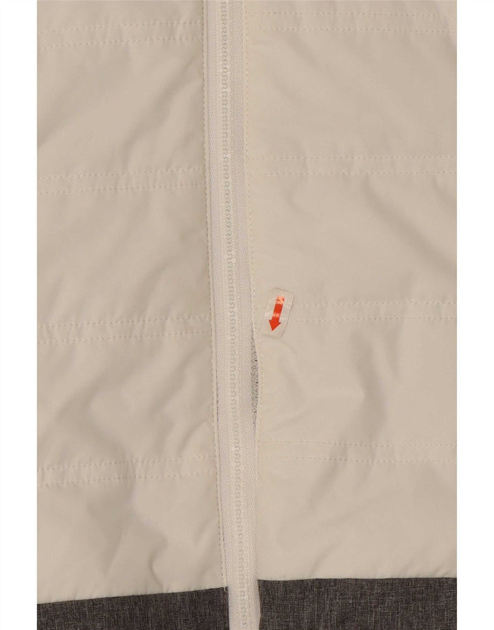 Brugi Veste de ski à capuche pour femme UK 10 Small Blanc Colorblock Polyester