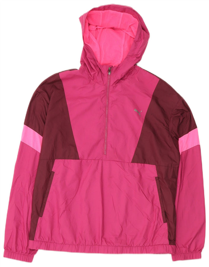 PUMA Veste de pluie à capuche surdimensionnée pour femme UK 10 Small Rose Colourblock