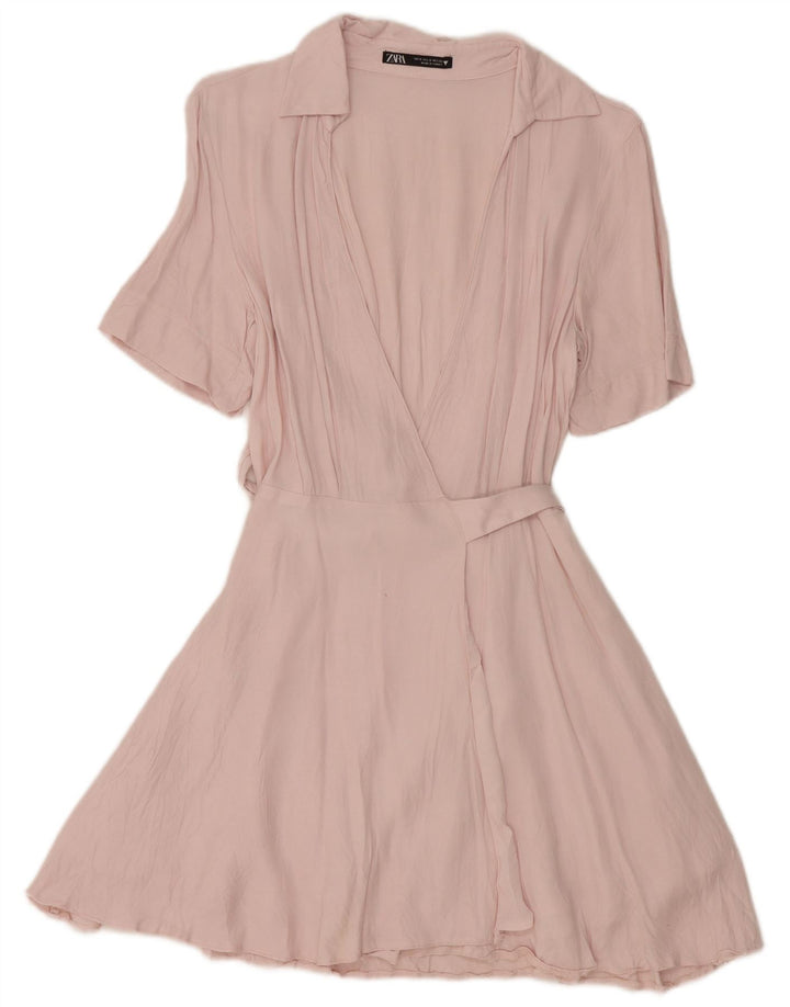 Robe portefeuille Zara Femme UK 10 Petite Viscose Rose
