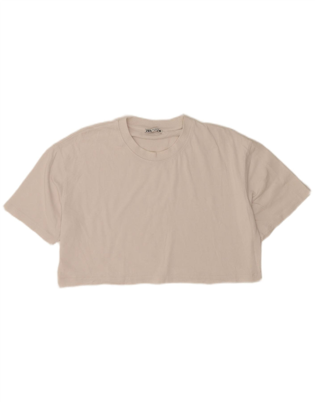 Zara Womens Crop Oversize T-Shirt Top UK 14 Blanc Moyen