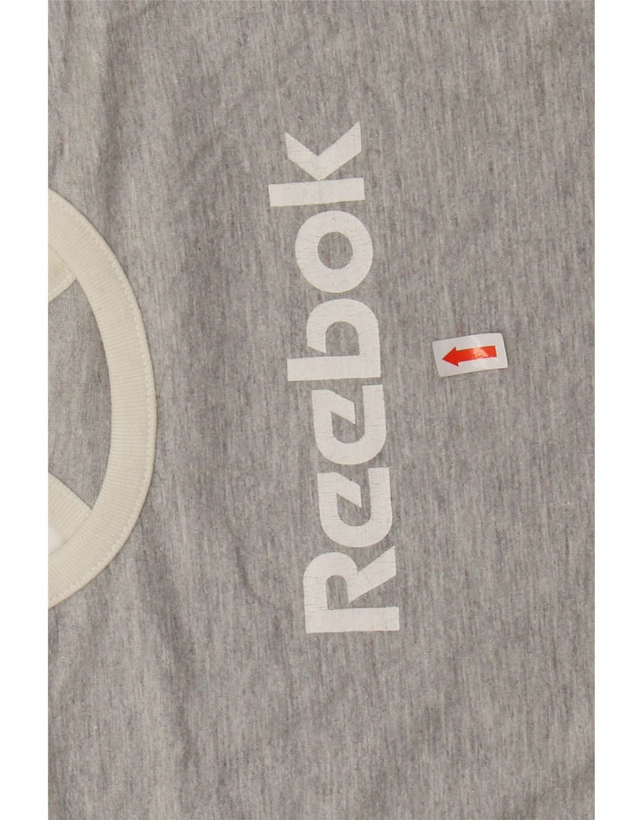 REEBOK Débardeur court graphique pour femme UK 12 Gris moyen en coton moucheté