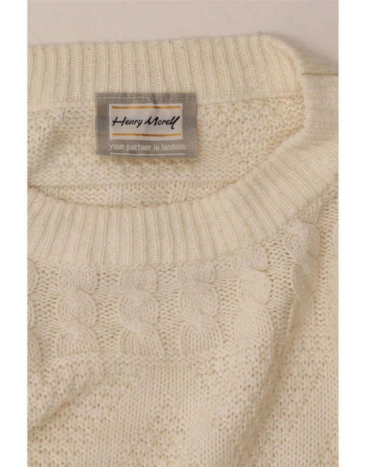 HENRY MORELL Mens Crew Neck Jumper Sweater Large Off White Vintage Henry Morell and Second-Hand Henry Morell from Messina Hembry 