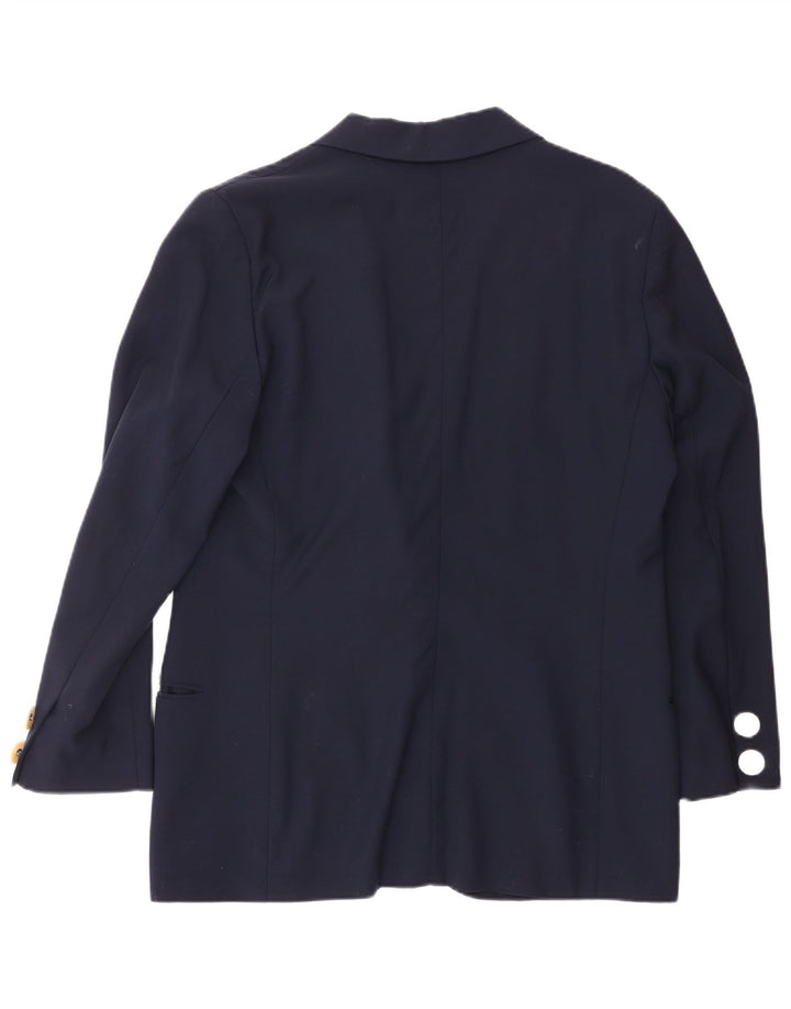 GENNY Veste Blazer 1 Bouton Femme US 12 Grande Laine Bleu Marine