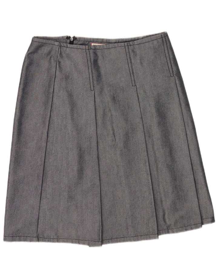 Max & Co. Jupe plissée pour femme UK 12 Medium W30 Bleu marine Coton