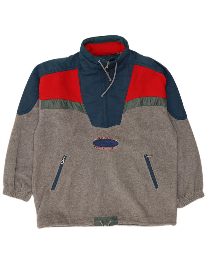 SANTOSTEFANO Pull Polaire à Col Zippé pour Homme Grand Gris Colorblock Polyester