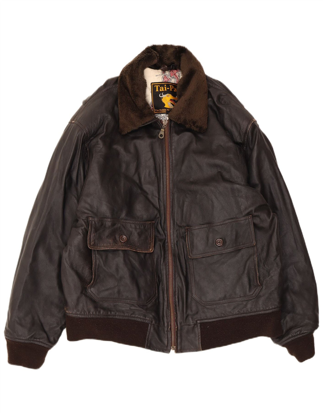 veste en cuir homme vintage UK 42 XL Cuir Marron