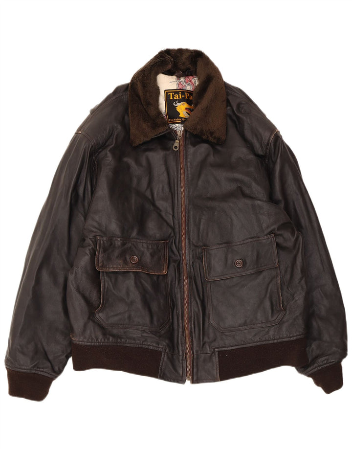 veste en cuir homme vintage UK 42 XL Cuir Marron