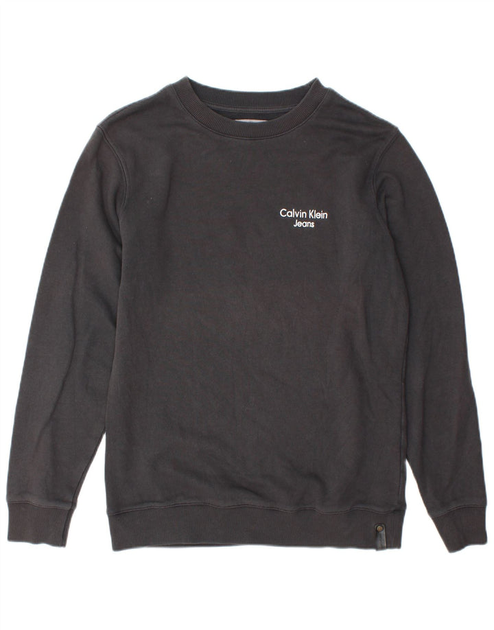 Calvin Klein Jeans Sweat-shirt coupe classique pour homme, petit, gris, coton