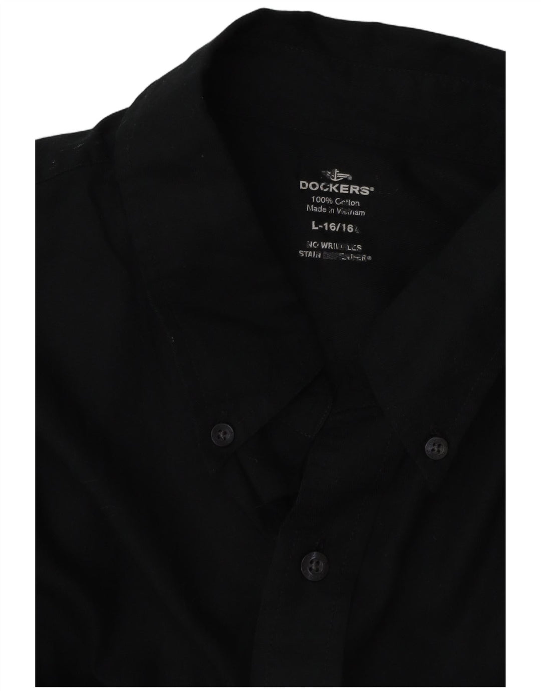 DOCKERS Chemise Homme Taille 16 16 1/2 Grand Coton Noir