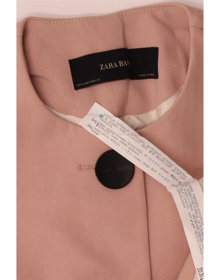 Zara Womens Crop 2 Button Blazer Jacket UK 10 Petit Rose Polyester