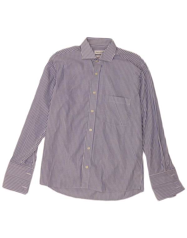 Van Heusen Chemise formelle pour hommes Taille 39 15 1/2 Coton à fines rayures bleu moyen
