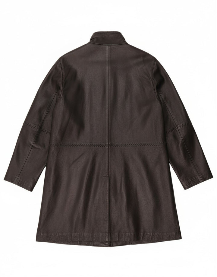 manteau en cuir femme vintage UK 12 Cuir noir moyen