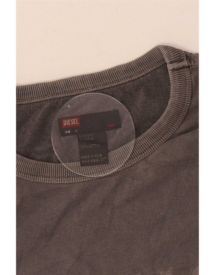 Diesel Haut graphique à manches longues pour hommes en coton gris moyen