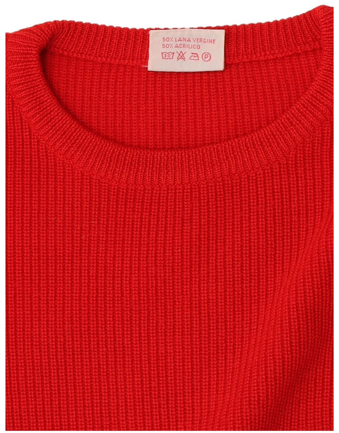 vintage Mens Crew Neck Jumper Pull Moyen Rouge Laine Vierge
