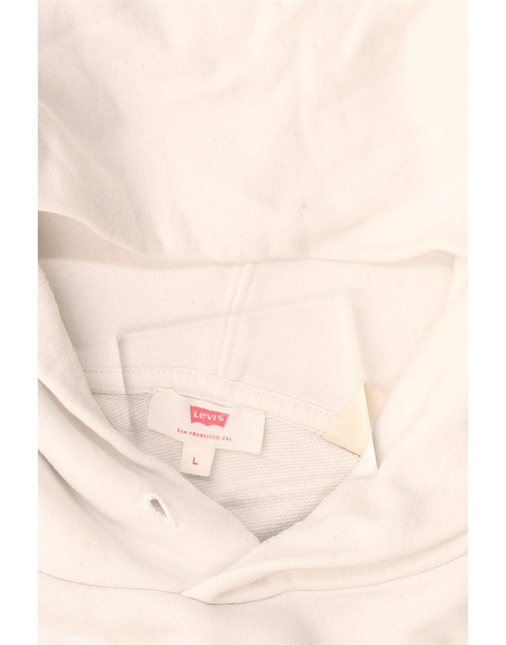 LEVI'S Pull à capuche graphique pour femme UK 16 Large Blanc