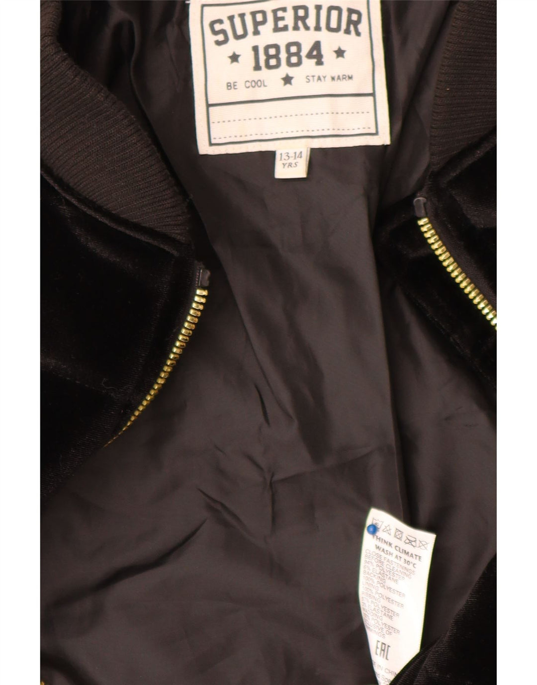 Superior Veste matelassée en velours pour fille 13-14 ans Noir Polyester