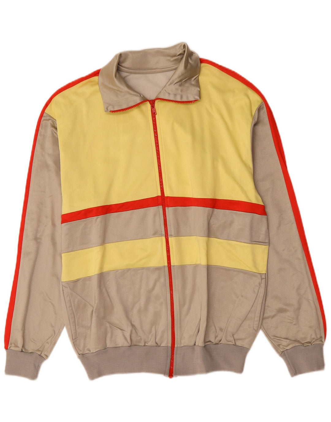 Vintage Mens Survêtement Top Veste Gris Moyen Colorblock