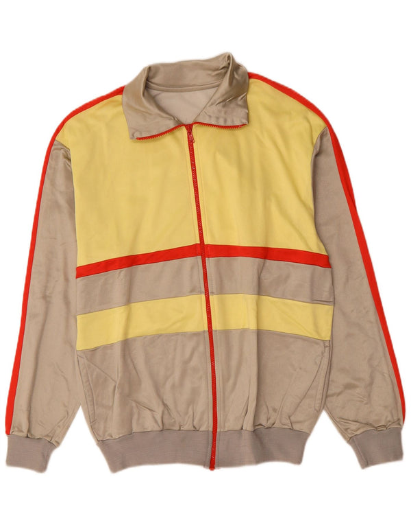 Vintage Mens Survêtement Top Veste Gris Moyen Colorblock