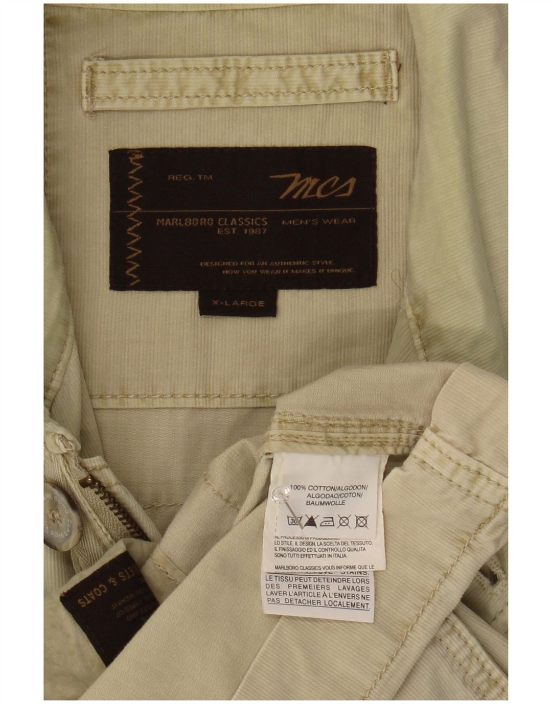 MARLBORO CLASSICS Veste utilitaire pour homme UK 42 XL Kaki Coton