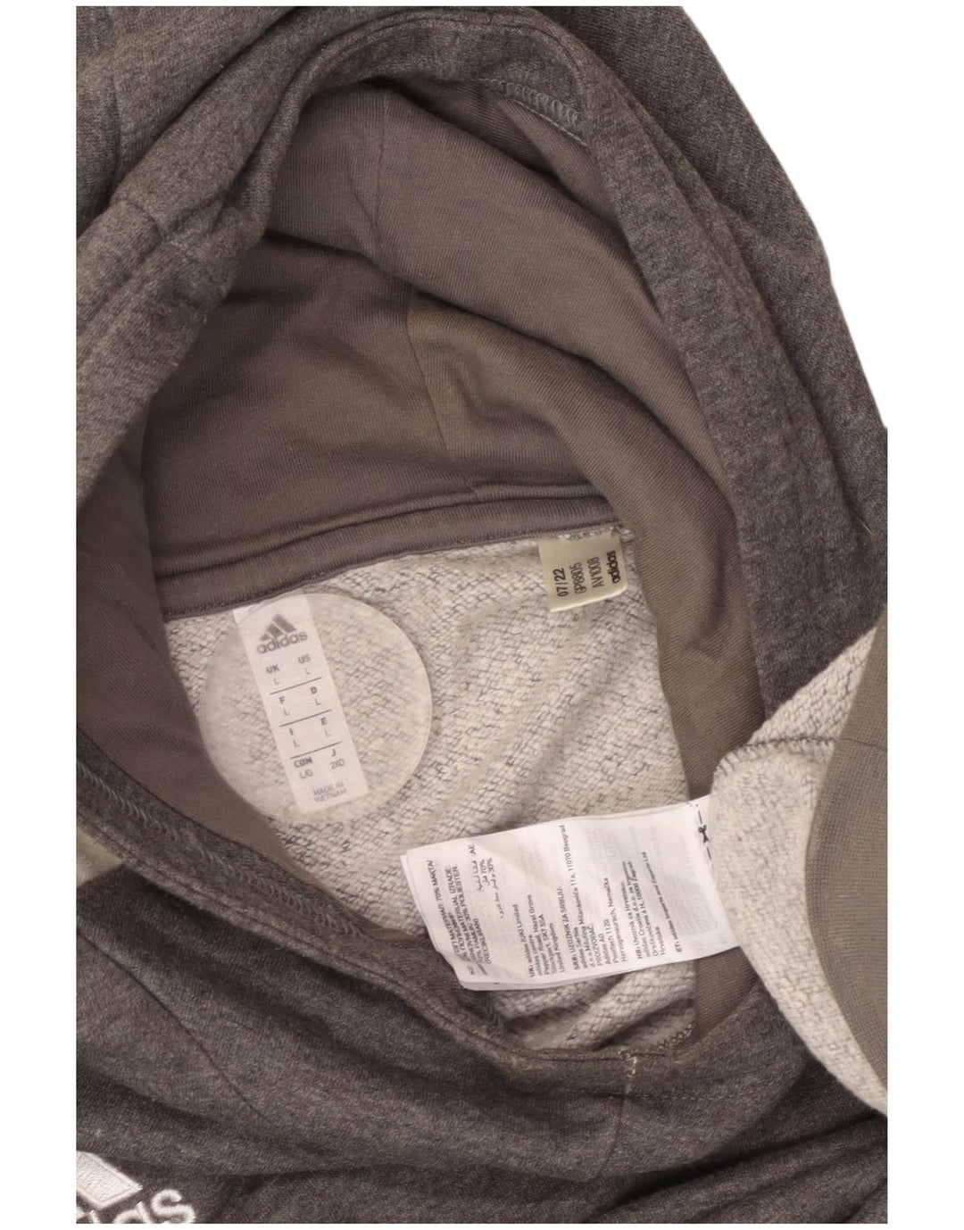 ADIDAS Pull à capuche pour homme en coton moucheté gris grand