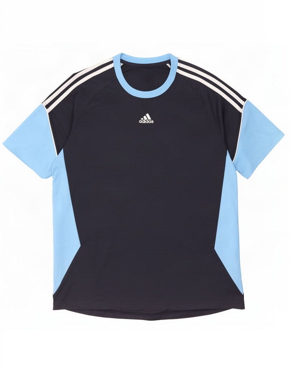 Adidas T-Shirt Homme Top UK 46/48 XL Bleu Marine Colorblock Polyester