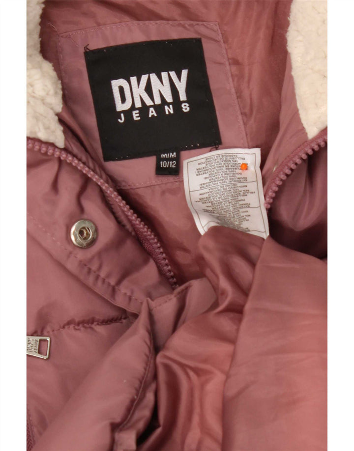 Dkny Manteau rembourré à capuche pour fille 10-11 ans Rose moyen Polyester