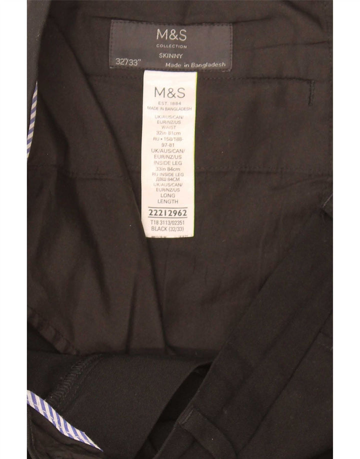 Marks & Spencer Pantalon décontracté skinny pour homme W33 L32 Noir Polyester