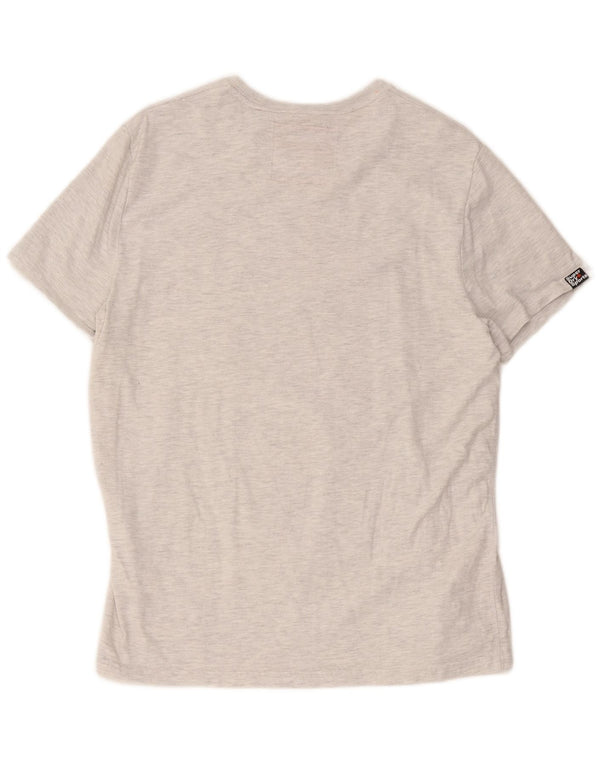 Superdry T-Shirt Graphique Homme Top 2XL Gris Moucheté Coton
