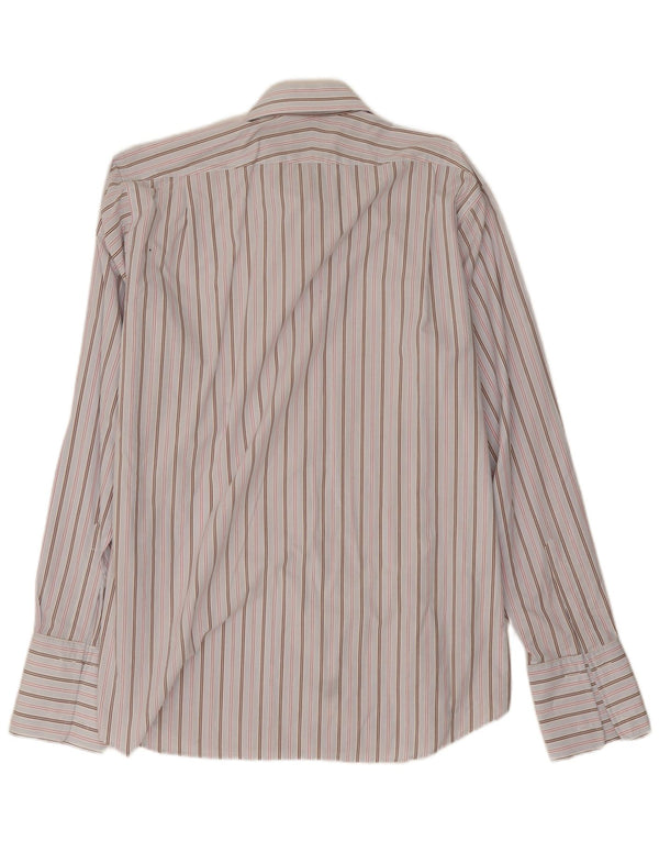 John Lewis Chemise Homme Taille 42 16 1/2 Grand Coton Rayé Blanc