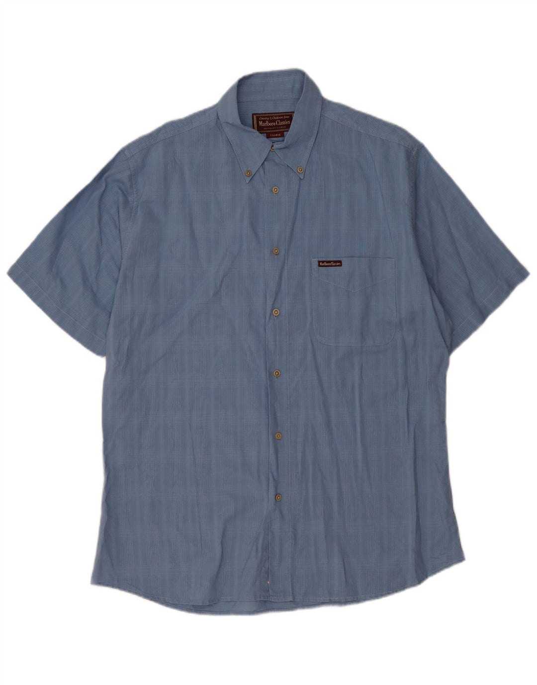 Marlboro Classics Chemise à manches courtes pour homme XL Bleu à carreaux en coton