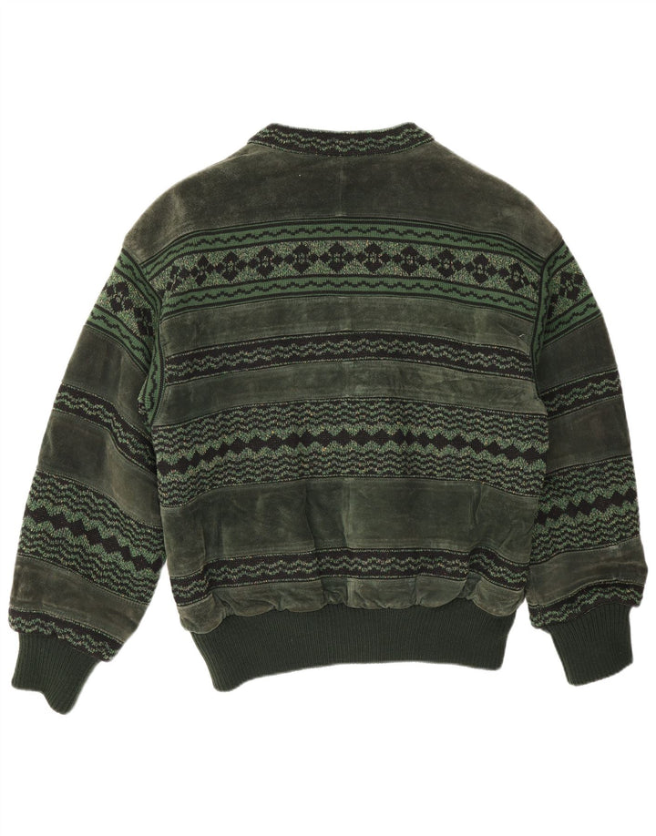 Breco's Veste Bomber En Daim Pour Homme IT 50 Grand Cuir Vert