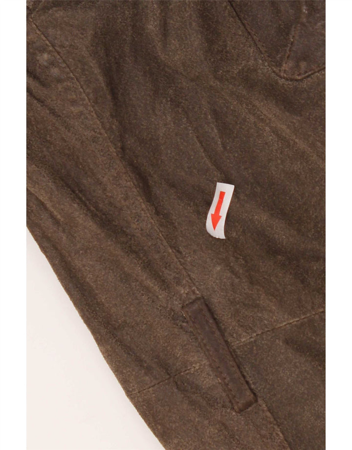 veste utilitaire en cuir de moto vintage pour hommes UK 38 Brun moyen