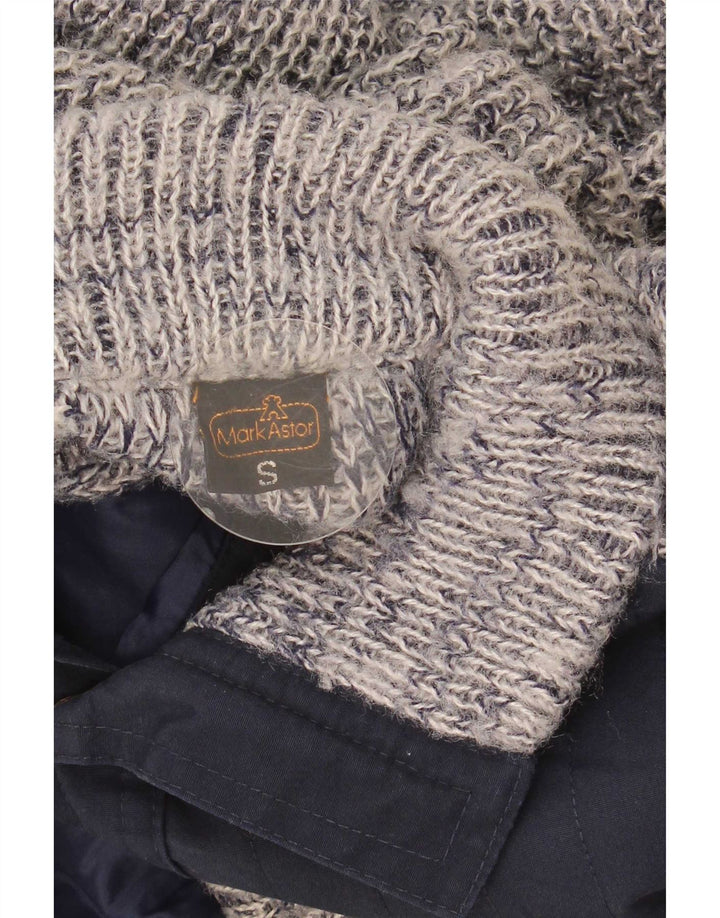 Mark Astor Pull Cardigan Homme Petit Bleu Marine Moucheté Polyacrylique