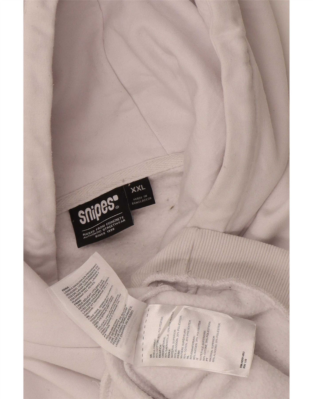Snipes Pull à capuche graphique pour homme 2XL en coton blanc