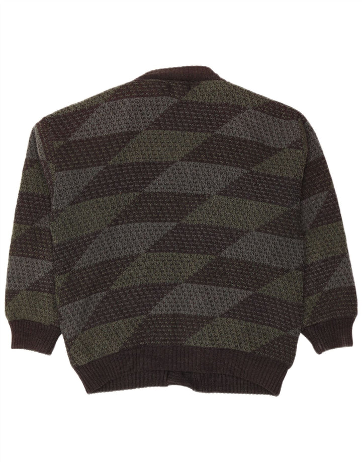 Mark Adam Pull Cardigan Homme IT 48/50 Polyacrylique Géométrique Vert Moyen