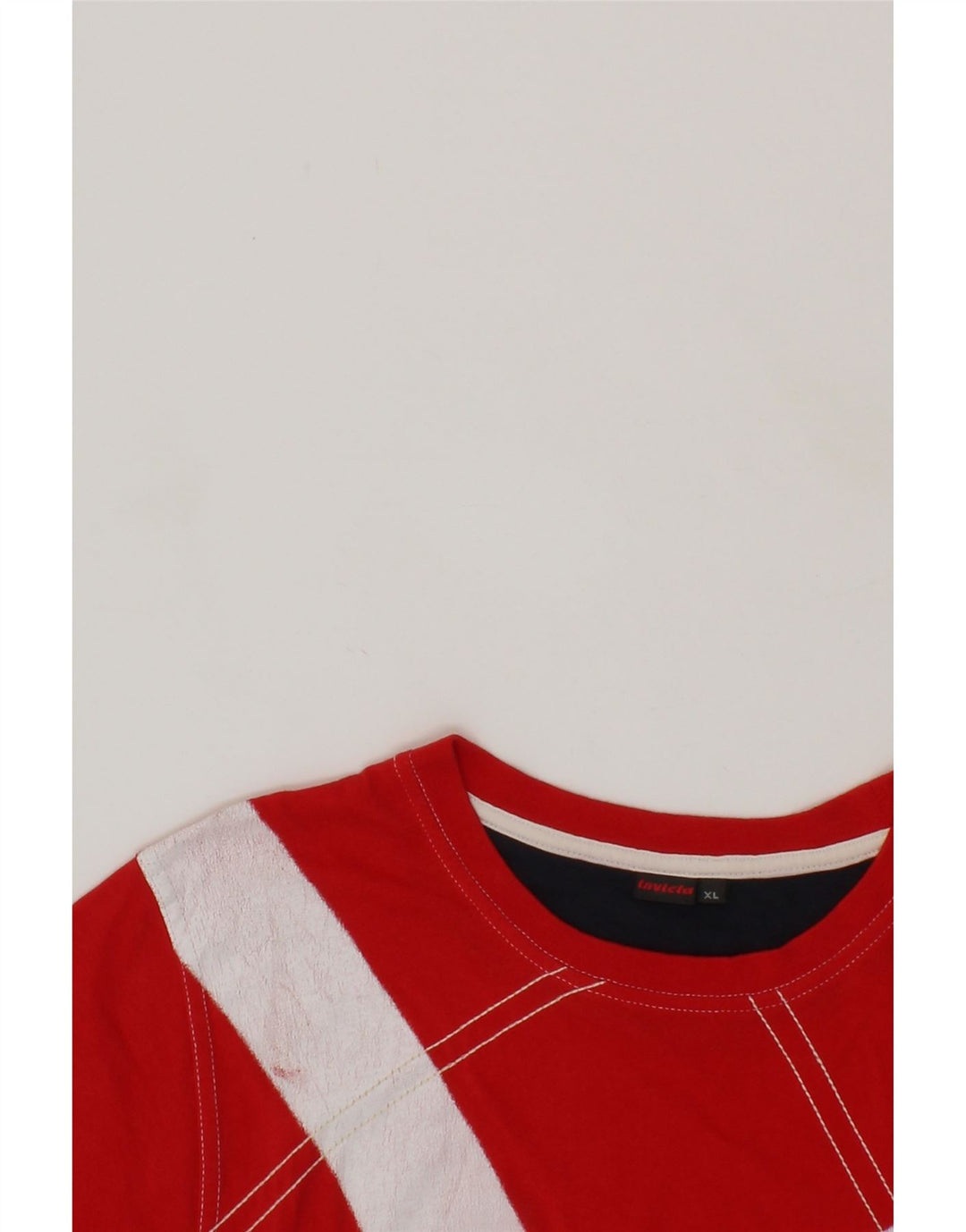INVICTA Mens T-Shirt Top XL Red Colourblock Cotton Vintage Invicta and Second-Hand Invicta from Messina Hembry 